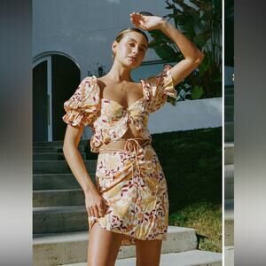 Sabo Skirt Australia Ahlee Yellow Floral Frill Mini Dress Medium NWT Resortwear